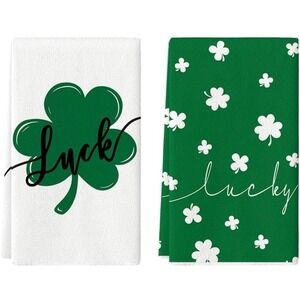 Artoid Mode Green Clover Shamrock Lucky St. Patrick's Day Dish Towels Kitchen To